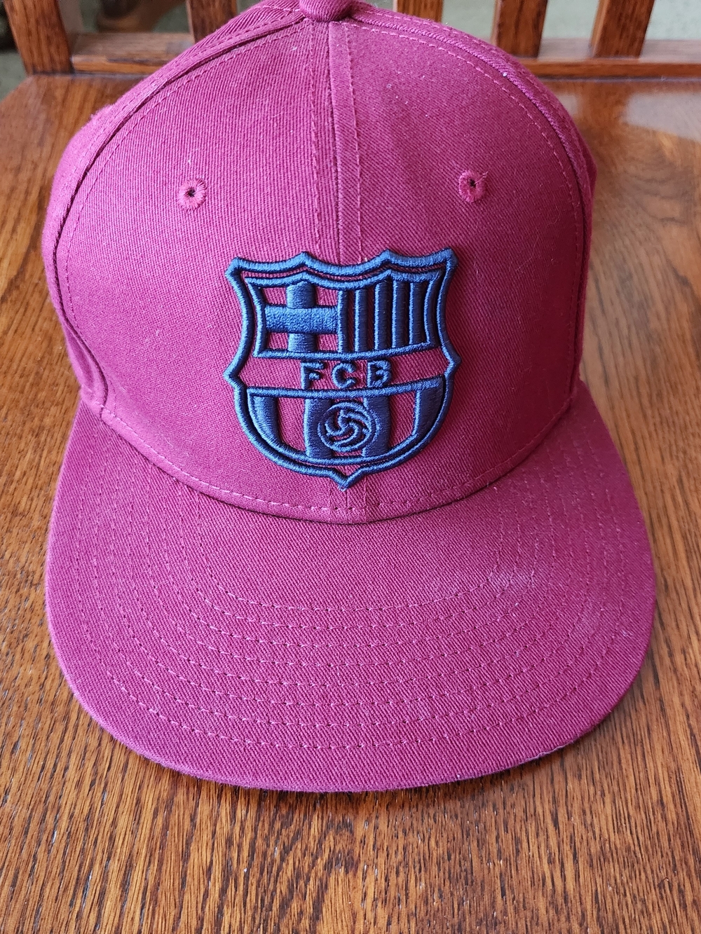Maroon Embroidered Crest FC Barcelona Soccer Snapback Hat